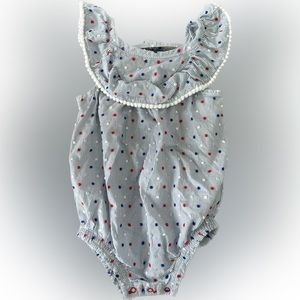 Cat & Jack baby girls red, white, and blue bubble romper